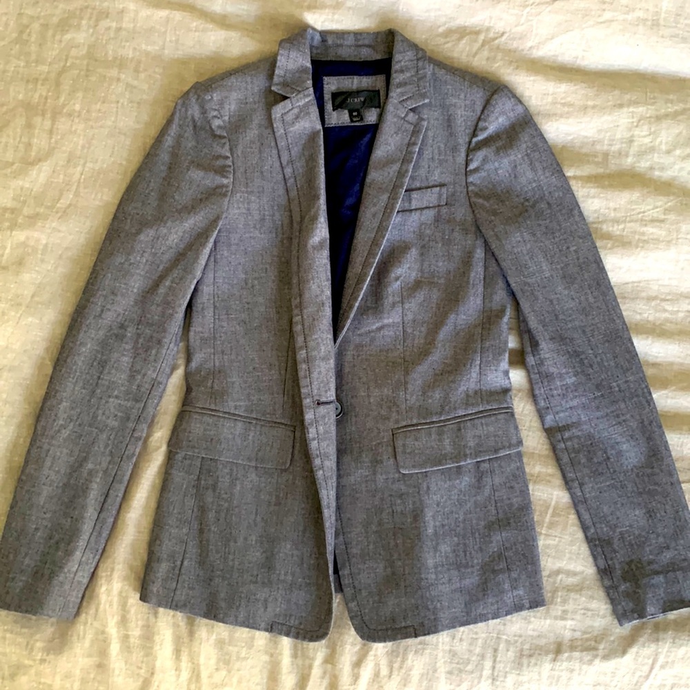 Jcrew structured chambray blazer